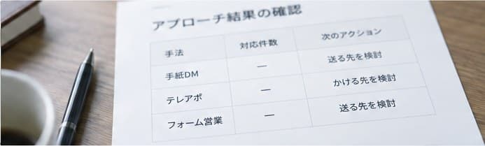 アプローチ結果の確認と書いた書類