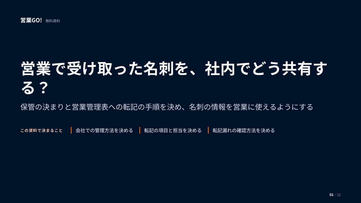 営業で受け取った名刺を、社内でどう共有する? 表紙