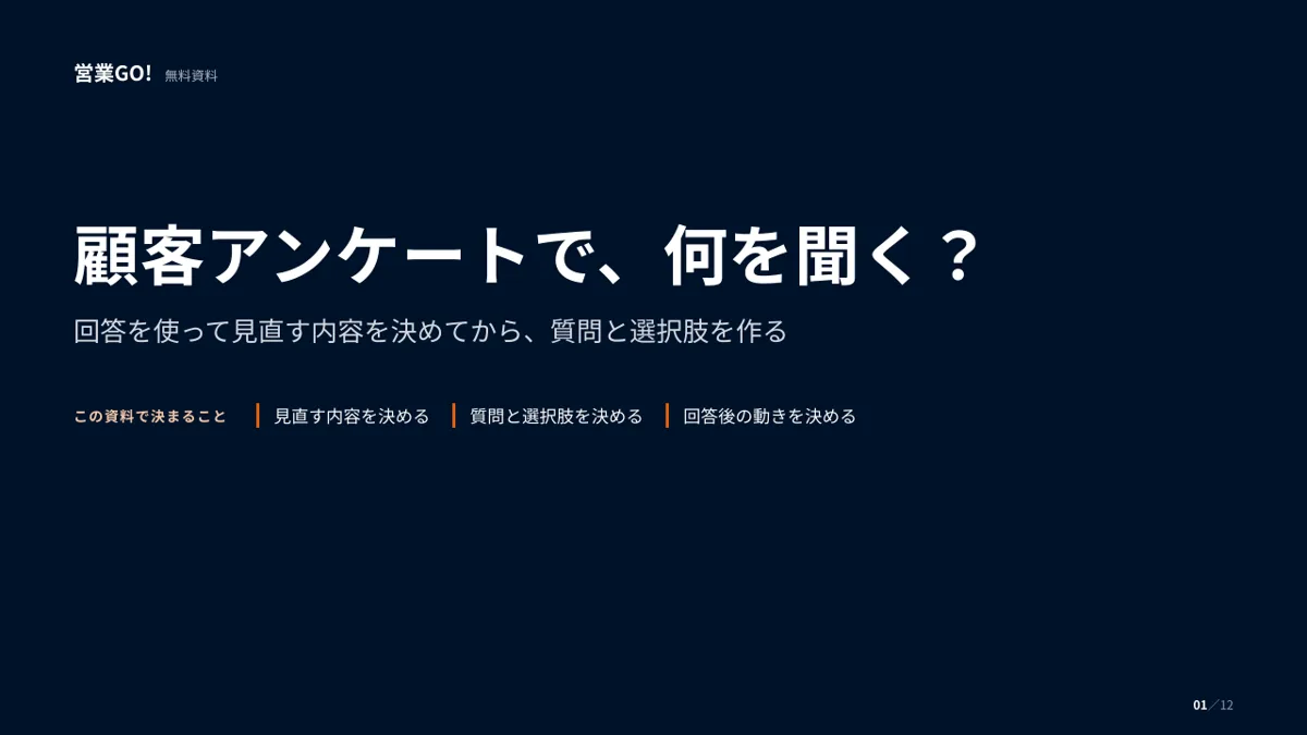 顧客アンケートで、何を聞く? 表紙