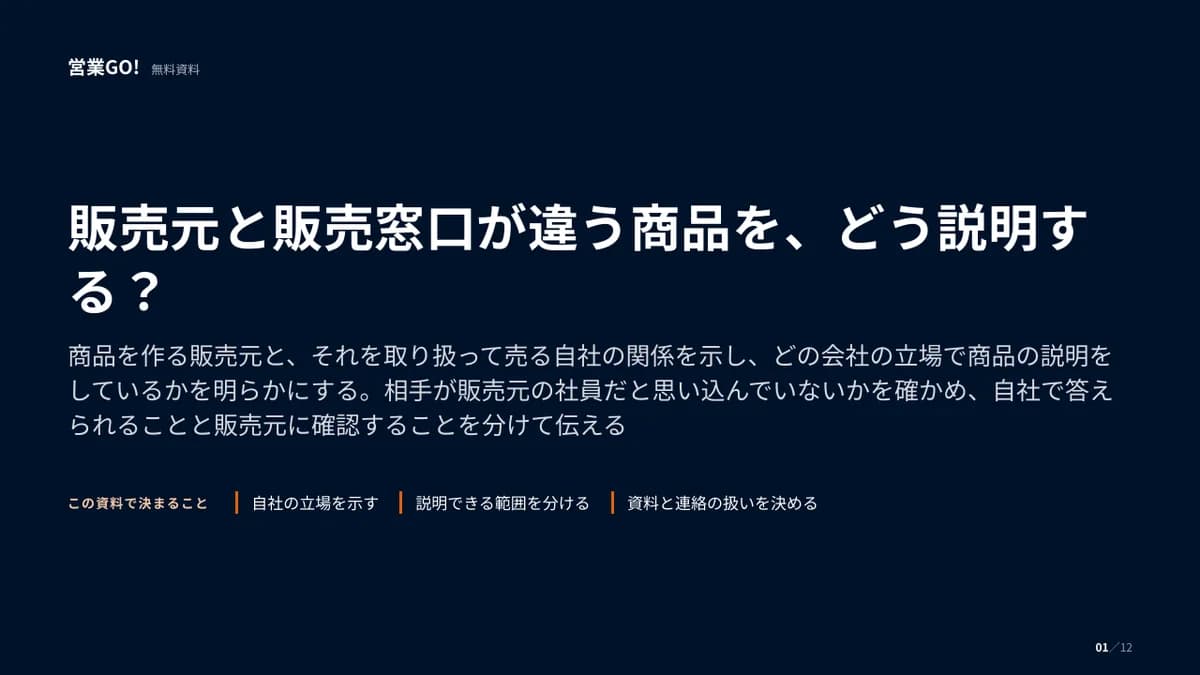 販売元と販売窓口が違う商品を、どう説明する? 表紙