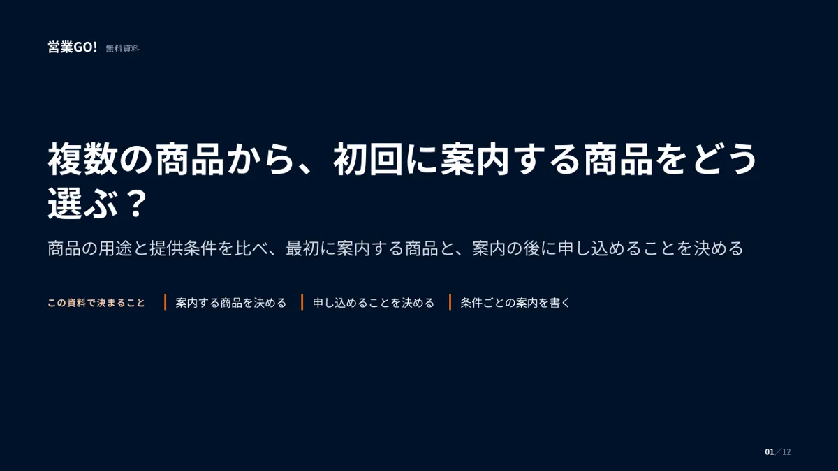 複数の商品から、初回に案内する商品をどう選ぶ? 表紙