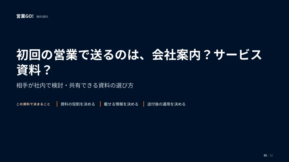 初回の営業で送るのは、会社案内?サービス資料? 表紙