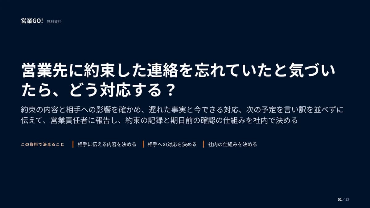 営業先に約束した連絡を忘れていたと気づいたら、どう対応する? 表紙