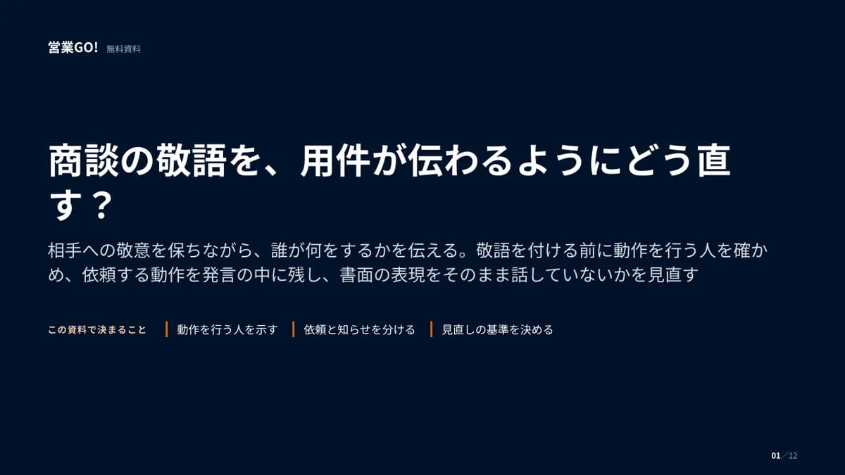 商談の敬語を、用件が伝わるようにどう直す? 表紙