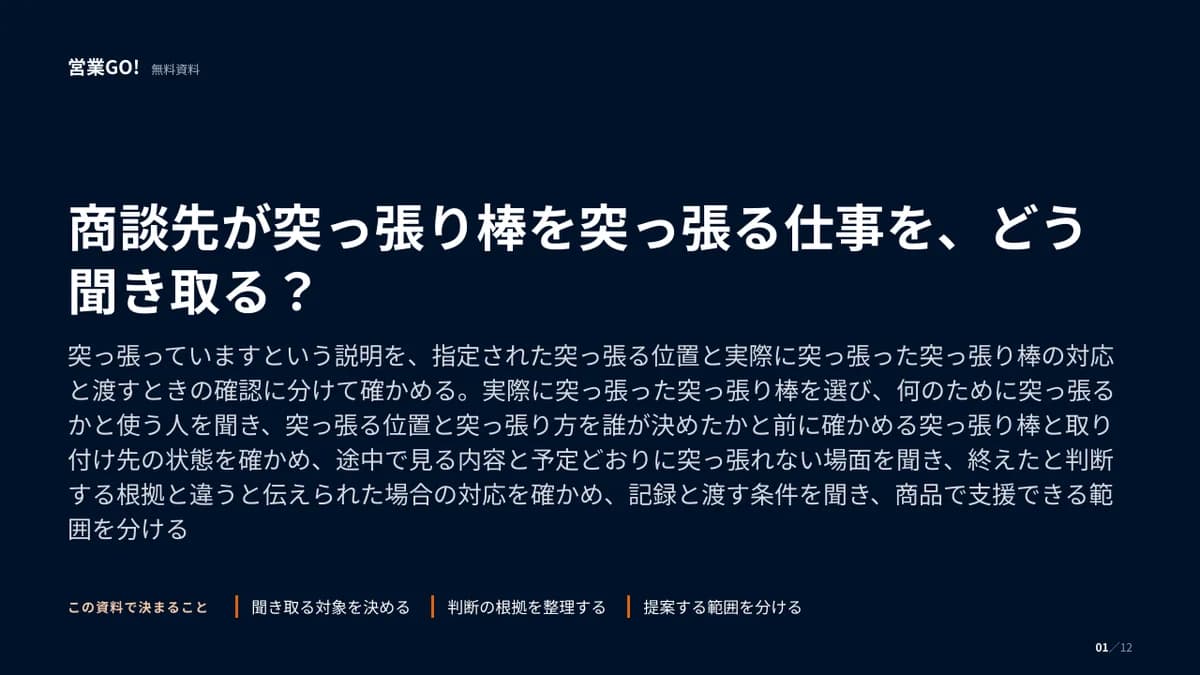 商談先が突っ張り棒を突っ張る仕事を、どう聞き取る? 表紙