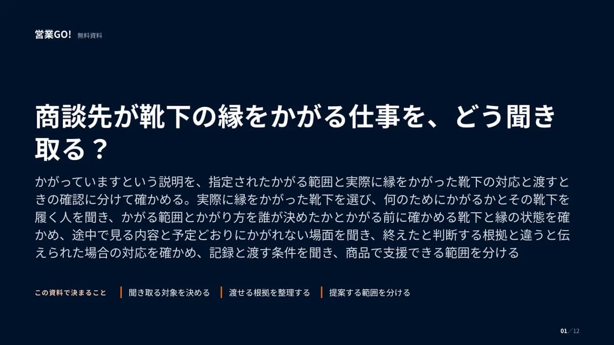 商談先が靴下の縁をかがる仕事を、どう聞き取る? 表紙
