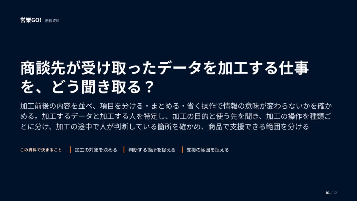 商談先が受け取ったデータを加工する仕事を、どう聞き取る? 表紙