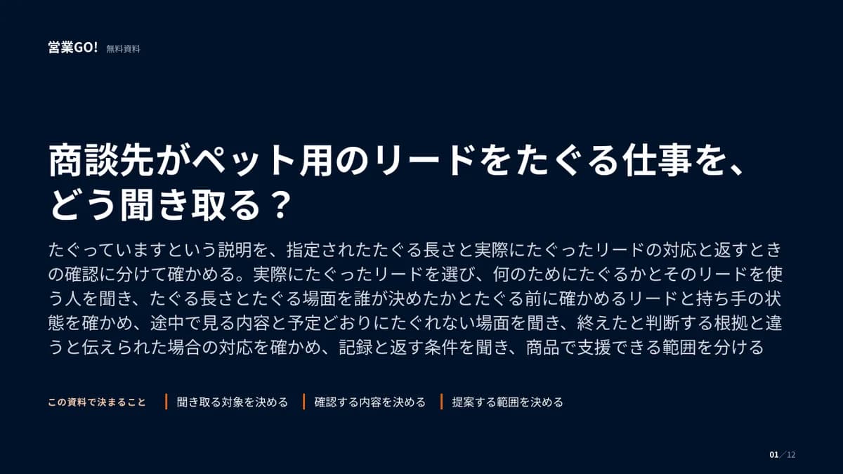 商談先がペット用のリードをたぐる仕事を、どう聞き取る? 表紙