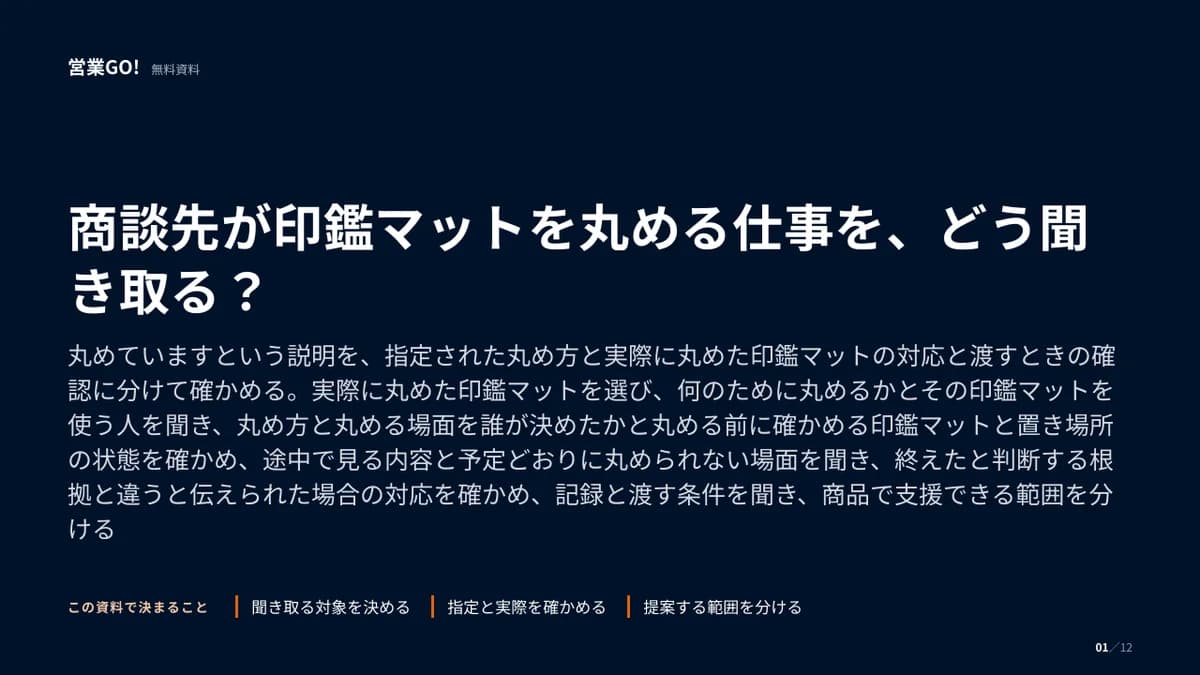 商談先が印鑑マットを丸める仕事を、どう聞き取る? 表紙
