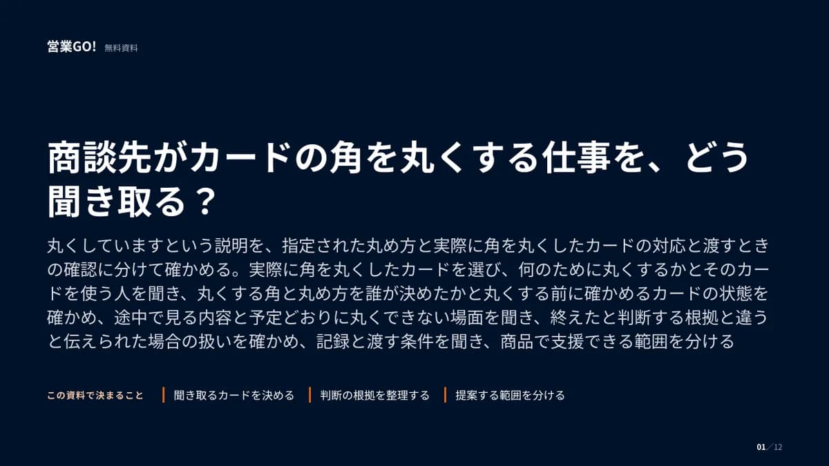 商談先がカードの角を丸くする仕事を、どう聞き取る? 表紙