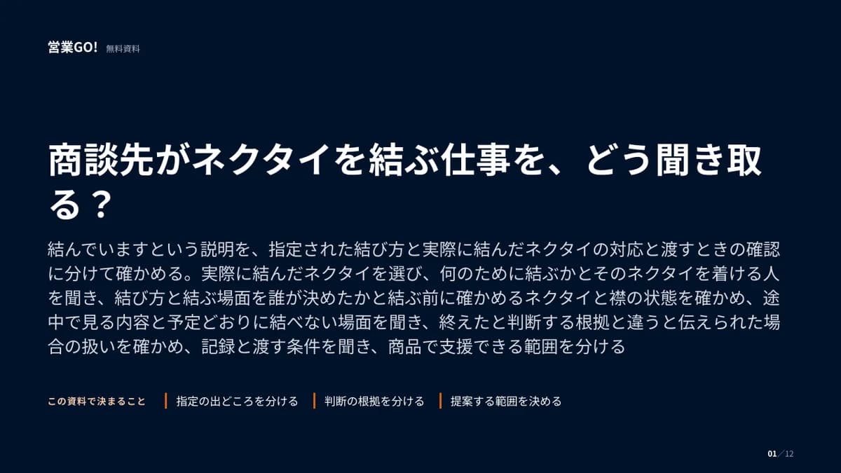 商談先がネクタイを結ぶ仕事を、どう聞き取る? 表紙