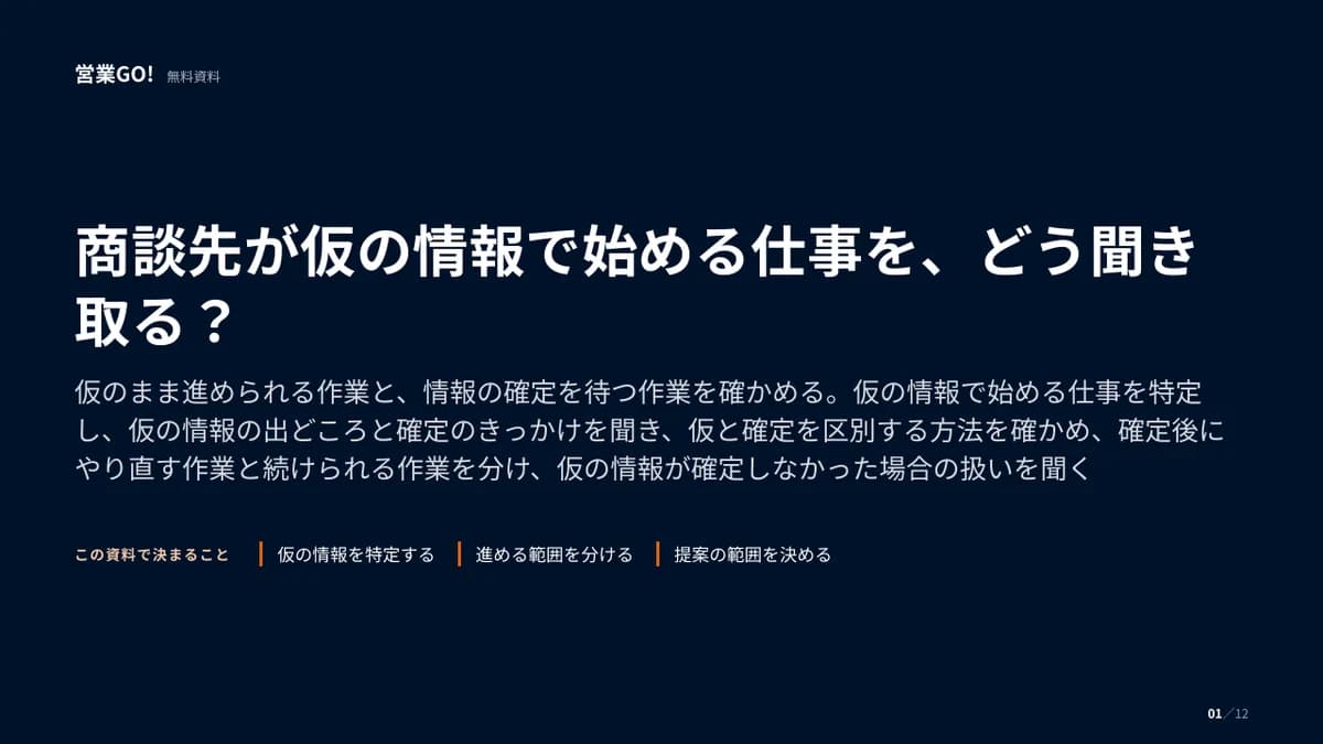 商談先が仮の情報で始める仕事を、どう聞き取る? 表紙