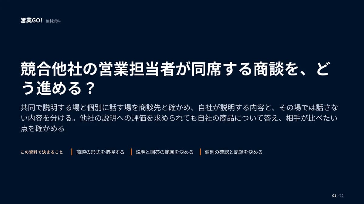 競合他社の営業担当者が同席する商談を、どう進める? 表紙