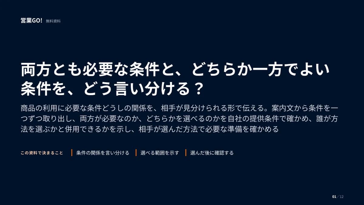両方とも必要な条件と、どちらか一方でよい条件を、どう言い分ける? 表紙