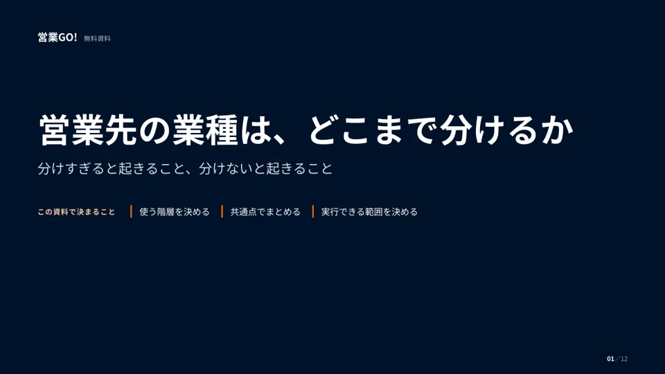 営業先の業種は、どこまで分けるか 表紙