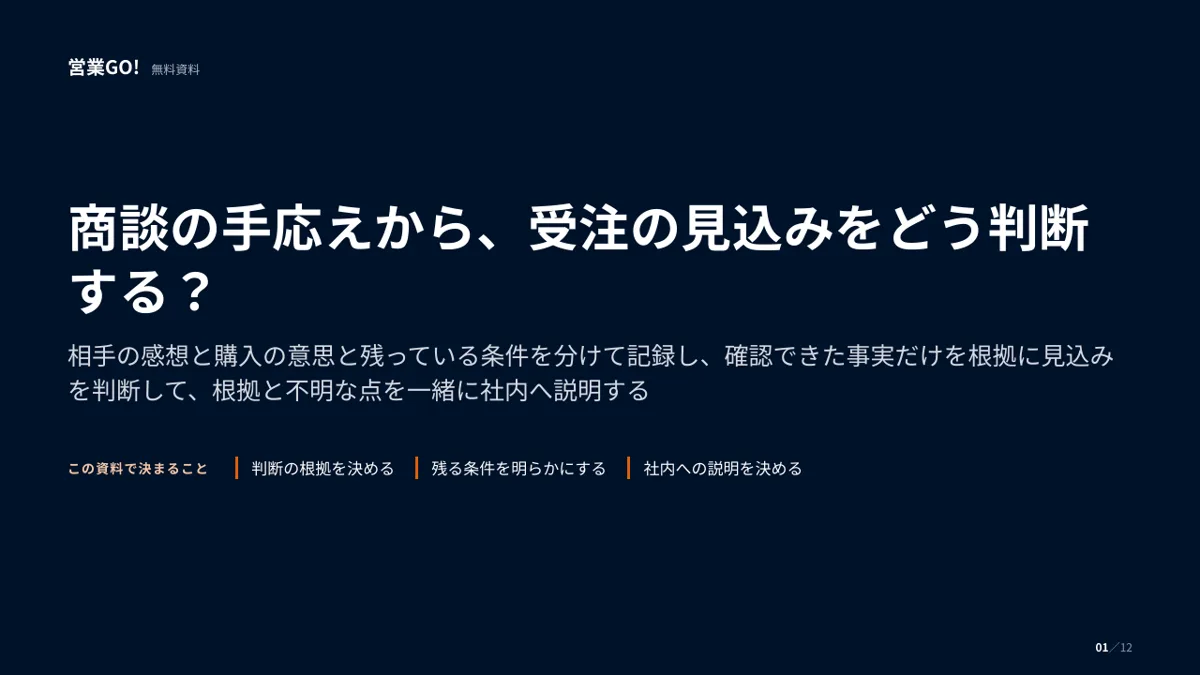 商談の手応えから、受注の見込みをどう判断する? 表紙