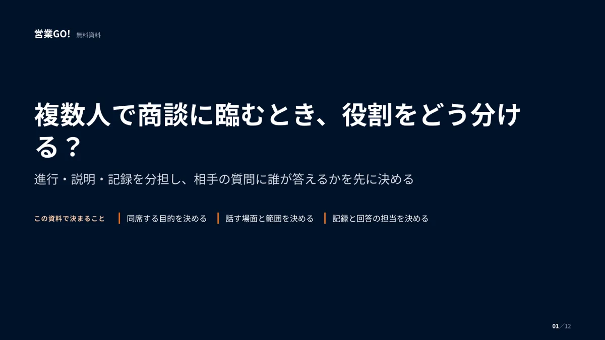 複数人で商談に臨むとき、役割をどう分ける? 表紙