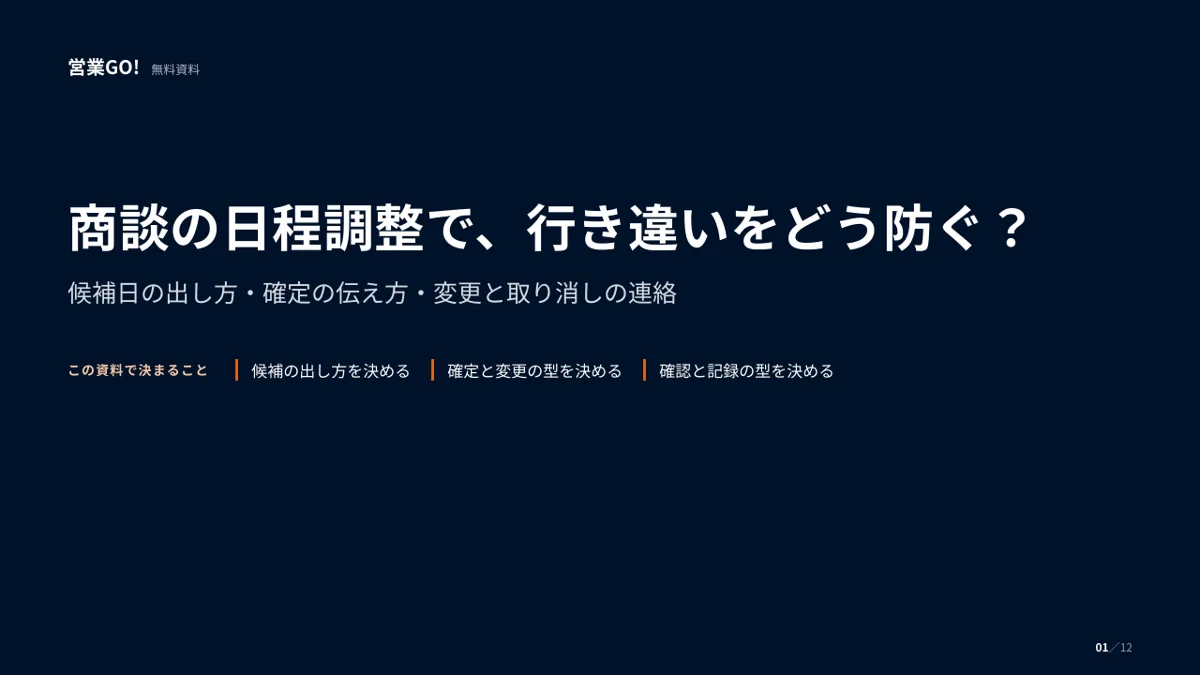 商談の日程調整で、行き違いをどう防ぐ? 表紙