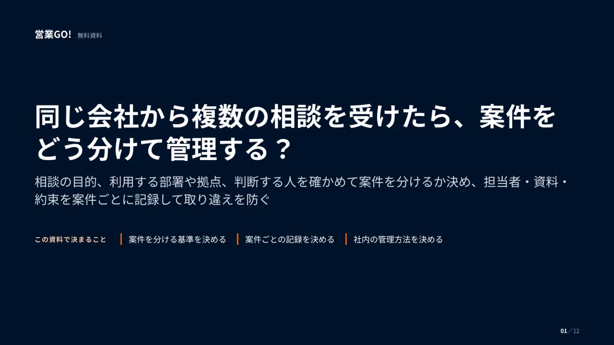 同じ会社から複数の相談を受けたら、案件をどう分けて管理する? 表紙