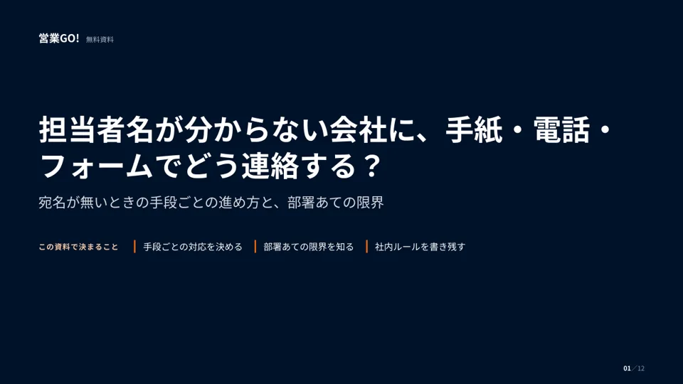 担当者名が分からない会社に、手紙・電話・フォームでどう連絡する? 表紙