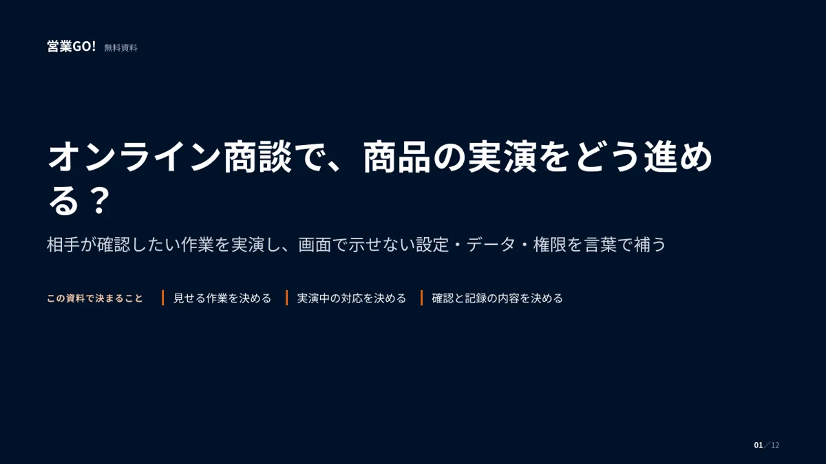 オンライン商談で、商品の実演をどう進める? 表紙