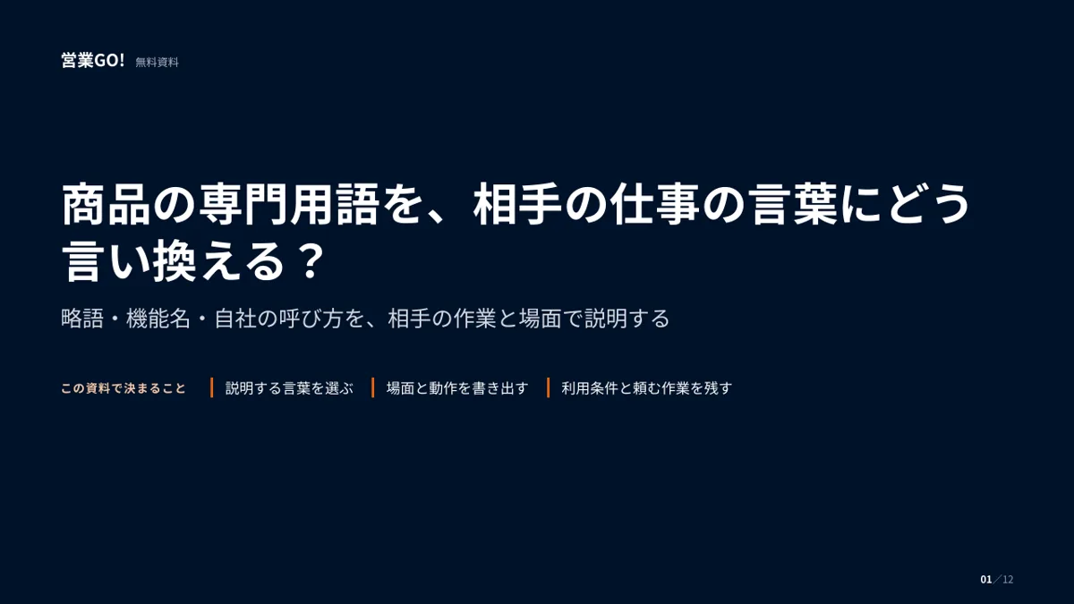 商品の専門用語を、相手の仕事の言葉にどう言い換える? 表紙