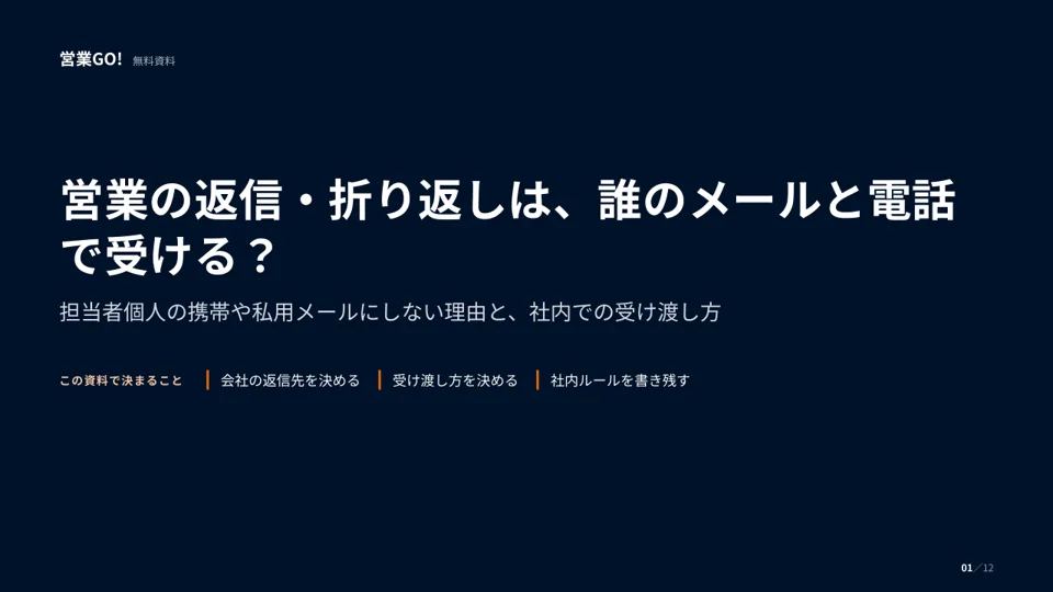 営業の返信・折り返しは、誰のメールと電話で受ける? 表紙