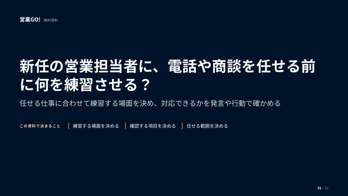 新任の営業担当者に、電話や商談を任せる前に何を練習させる? 表紙