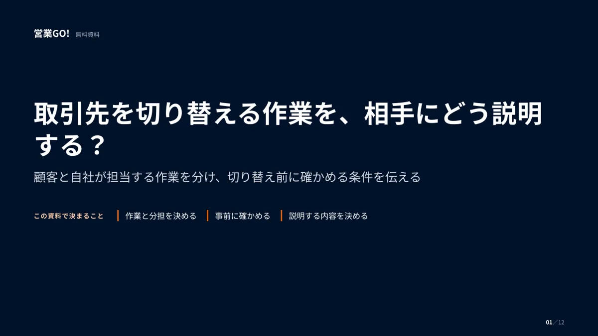 取引先を切り替える作業を、相手にどう説明する? 表紙
