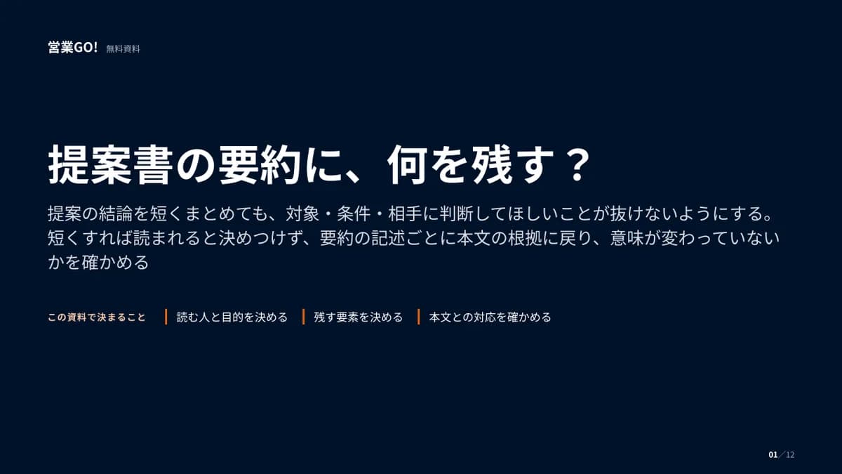 提案書の要約に、何を残す? 表紙