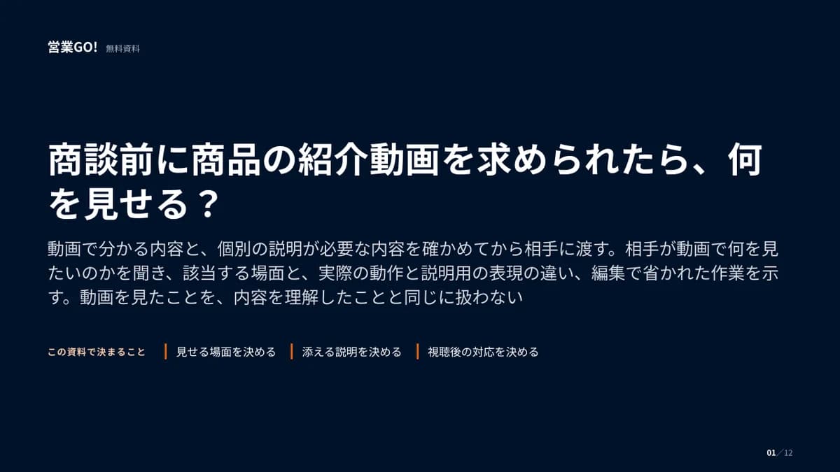 商談前に商品の紹介動画を求められたら、何を見せる? 表紙